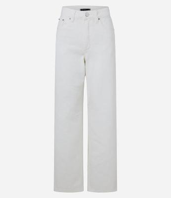 Calça Reta em Sarja com Textura de Gotinhas Diferenciadas