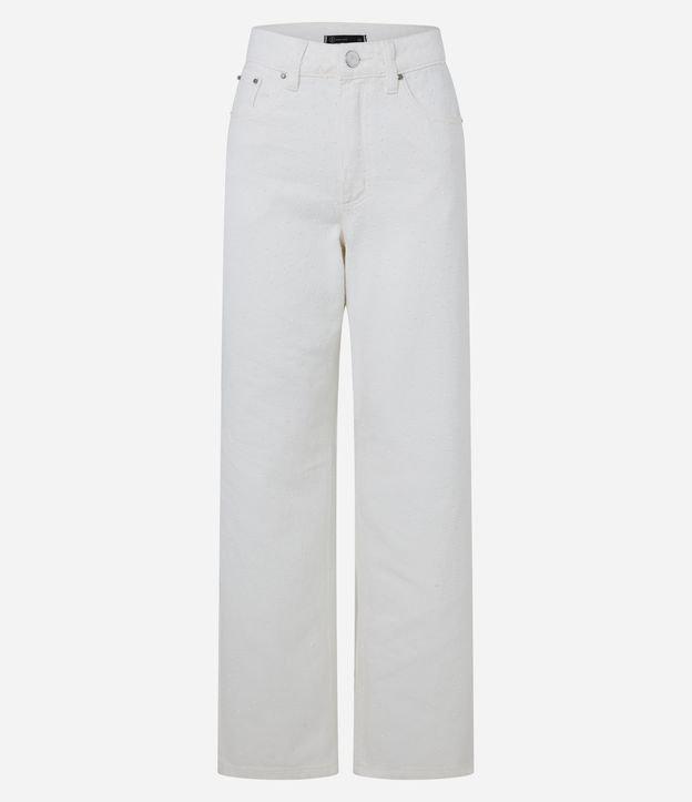 Calça Reta em Sarja com Textura de Gotinhas Diferenciadas - 1