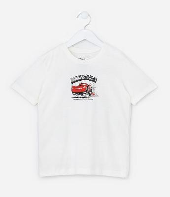 Camiseta Infantil com Estampa Frente e Costas Carros - Tam 3 a 10 Anos