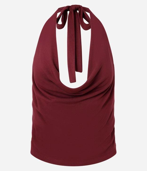 Blusa Cropped Frente Única em Tricô Leve com Decote Degagê - 1