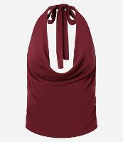 Blusa Cropped Frente Única em Tricô Leve com Decote Degagê - 1