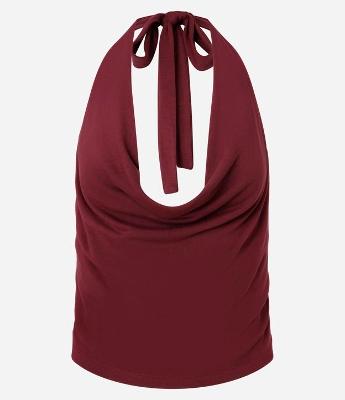 Blusa Cropped Frente Única em Tricô Leve com Decote Degagê