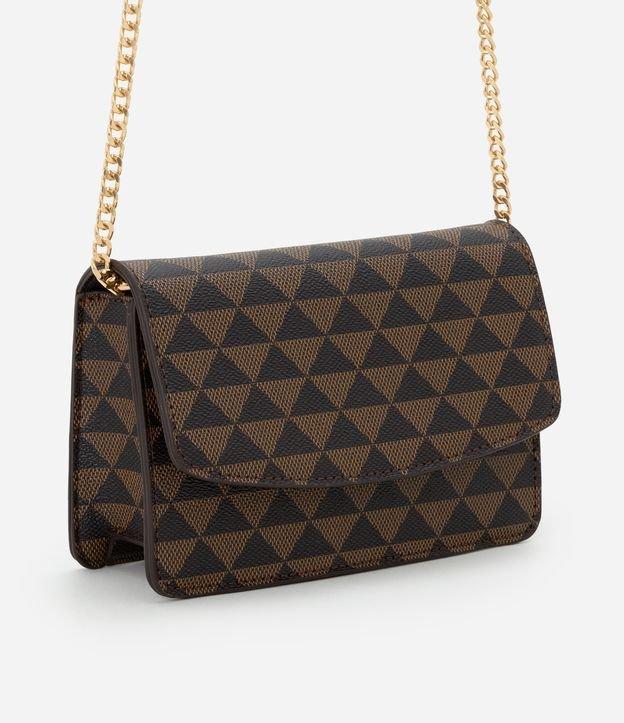 Bolsa Transversal Pequena Estampa Triangular e Alça de Corrente - 1
