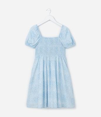 Vestido Infantil Texturizado com Laço nas Costas - Tam 5 a 14 Anos