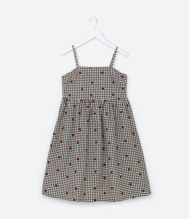 Vestido Infantil com Estampa Xadrez e Joaninhas - Tam 5 a 14 Anos - 1