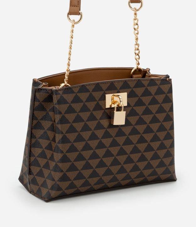 Bolsa Transversal Média com Alça de Corrente e Detalhe de Cadeado - 1