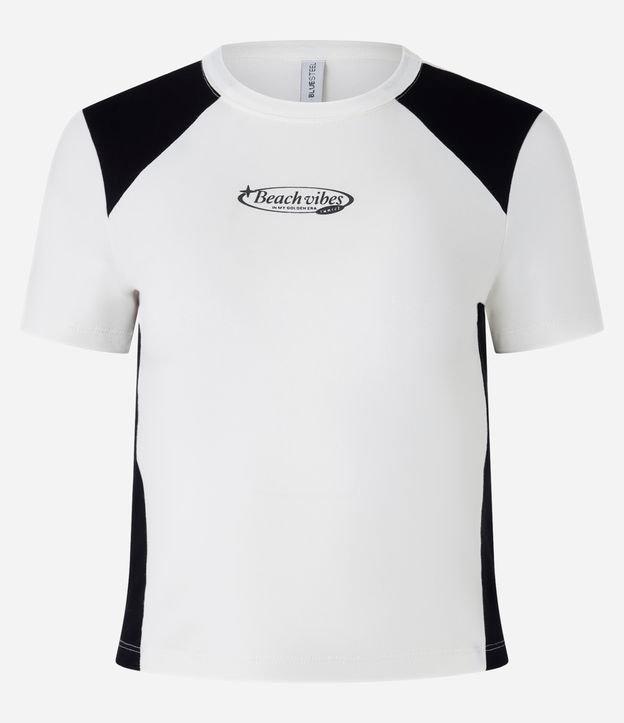 Blusa Baby Look em Algodão com Recortes Contrastantes - 1