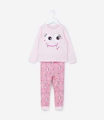 Pijama Infantil com Estampa Carinha de Mostra - Tam  2 a 6 Anos