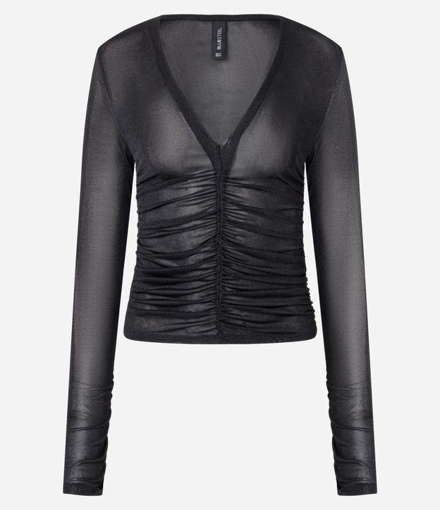 Blusa Texturizada com Drapeados Frontais - 1