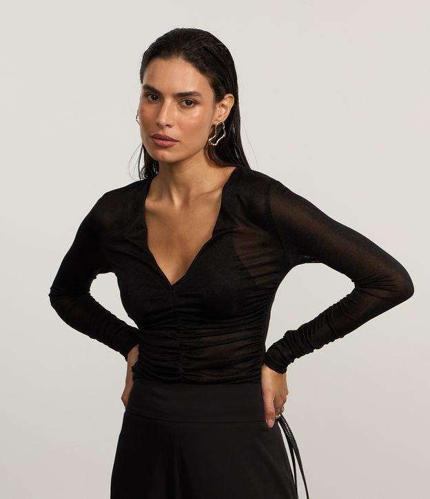 Blusa Texturizada com Drapeados Frontais - 2