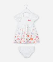 Vestido Infantil Texturizado com Estampa Floral - Tam 0 a 18 meses - 1
