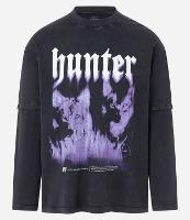 Camiseta Relaxed em Algodão com Manga Sobreposta e Estampa de Lobos Hunter - 1