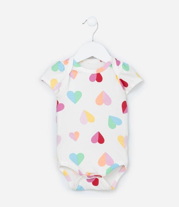 Body Infantil em Algodão com Estampa Corações - Tam 0 a  24 meses - 1