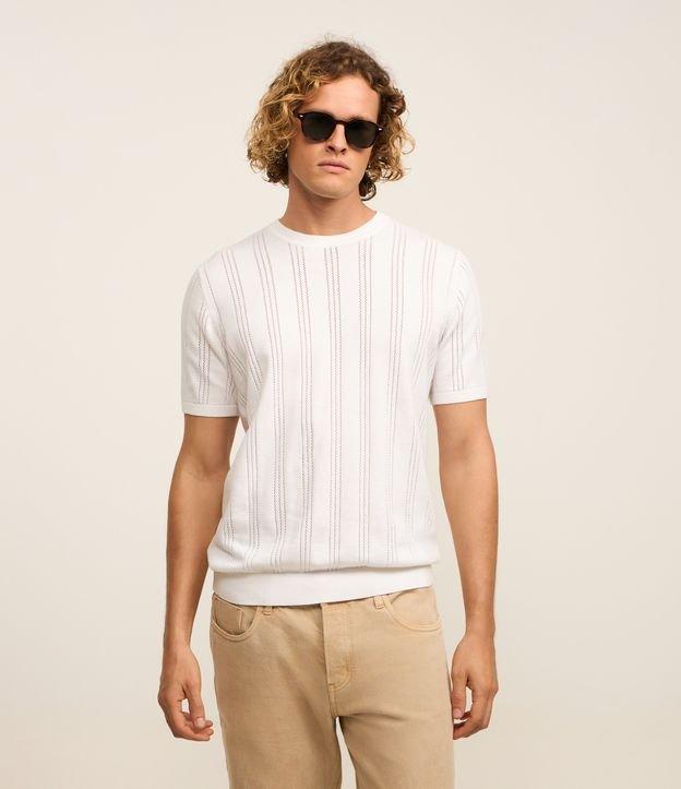 Camiseta em Algodão Furadinha com Viés em Ribana - 1