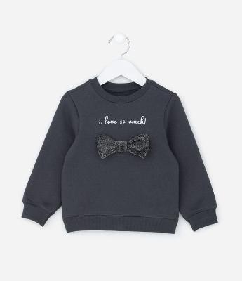 Casaco Infantil em Moletom com Laço Brilhante - Tam 1 a 6 Anos