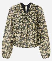 Blusa Curta em Chiffon com Amarração e Estampa Floral - 1