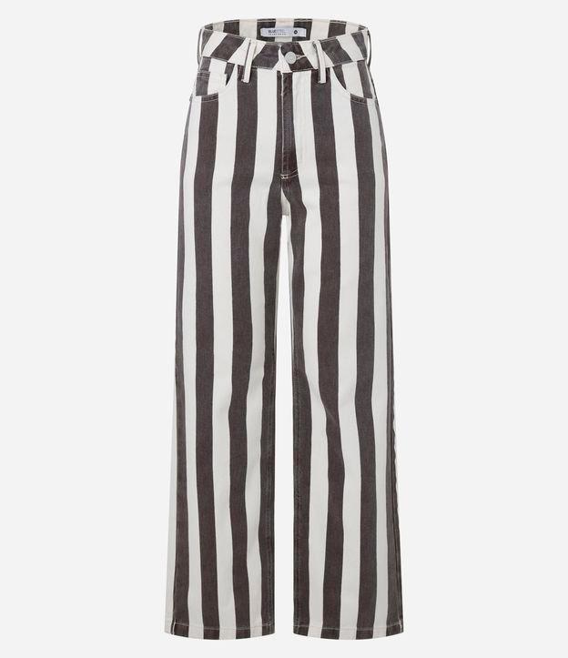 Calça Reta Cropped em Sarja Listrada - 1