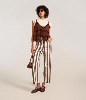 Calça Reta Cropped em Sarja Listrada - 2