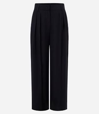 Calça Pantalona Alfaiataria Cintura Alta em Viscose com Pregas