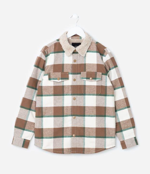 Camisa Infantil Xadrez com Forro em Sherpa - Tam 5 a 14 Anos - 1