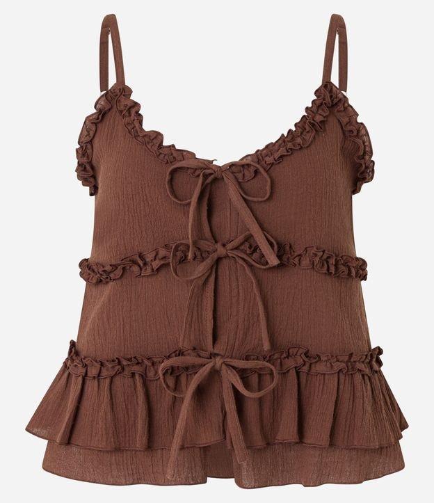 Blusa de Alça em Crepe com Amarração e Babados - 1