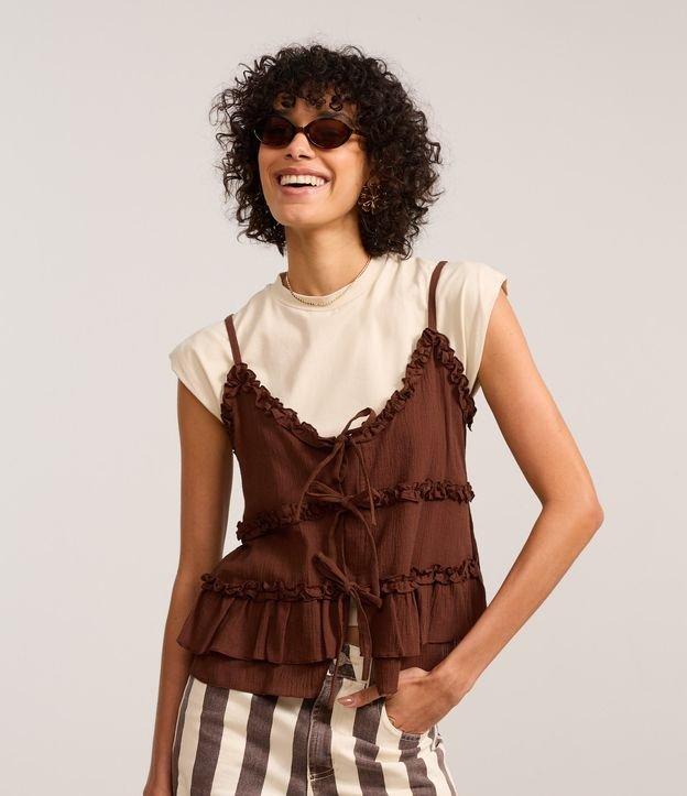 Blusa de Alça em Crepe com Amarração e Babados - 2