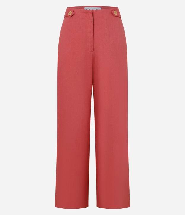 Calça Wide Leg em Viscolinho com Botões no Cós - 1