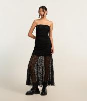 Vestido Longo em Renda Texturizado com Forro Curto - 2