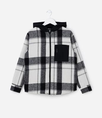 Camisa Infantil em Flanela com Estampa Xadrez - Tam 5 a 14 Anos