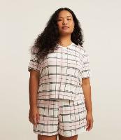 Pijama Curto em Viscolycra Xadrez Curve & Plus Size - 1