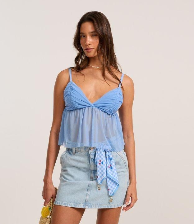 Blusa de Alcinha em Tule com Busto Franzido - 2