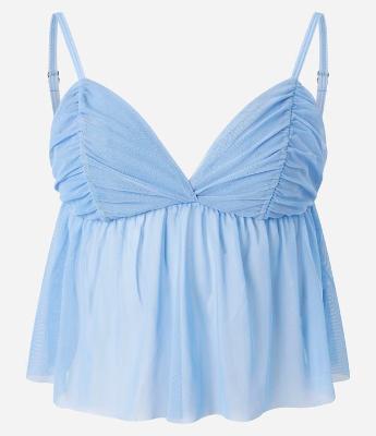 Blusa de Alcinha em Tule com Busto Franzido