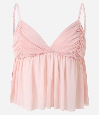 Blusa de Alcinha em Tule com Busto Franzido