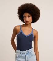 Blusa de Alça em Ribana com Detalhes Contrastantes - 1