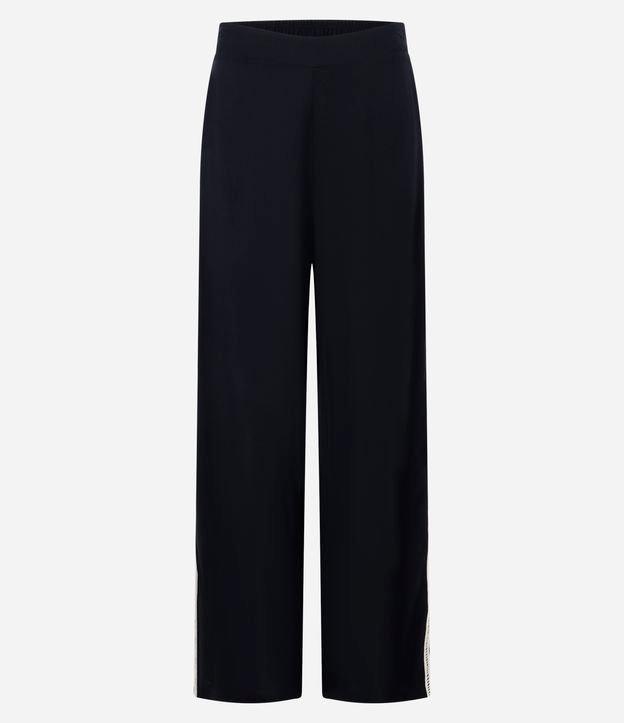 Calça Reta em Viscose com Detalhe Contrastante na Lateral - 1