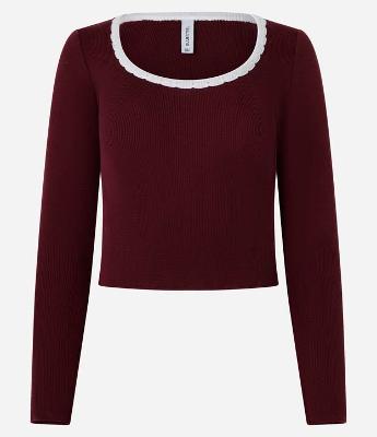 Blusa em Tricô com Acabamento Contrastante