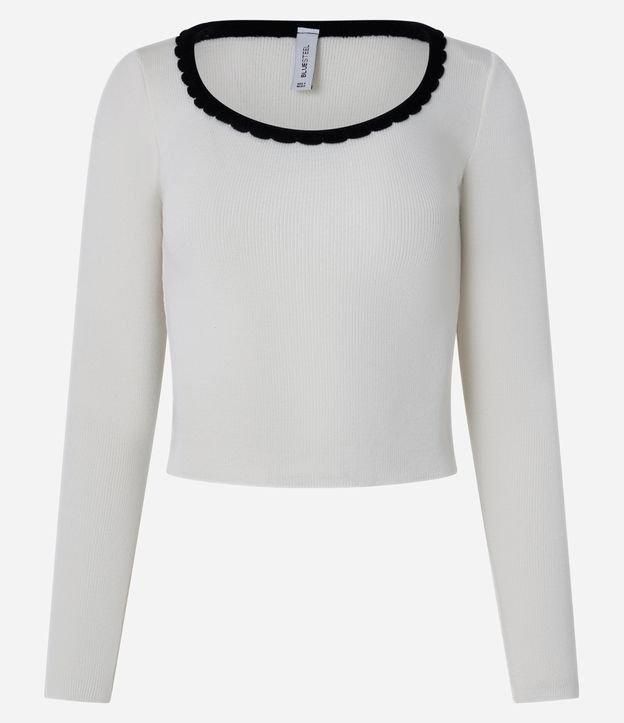 Blusa em Tricô com Acabamento Contrastante - 1