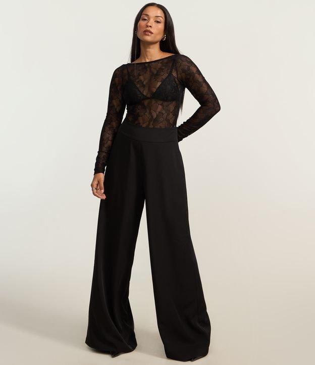 Body em Renda Floral com Manga Longa - 2