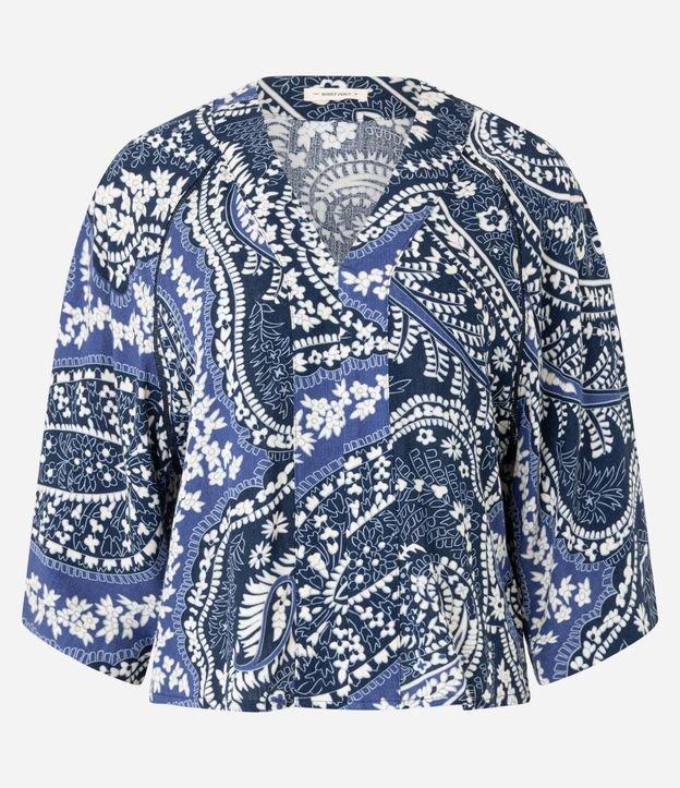 Blusa em Viscose com Gola V e Estampa Paisley Floral - 1