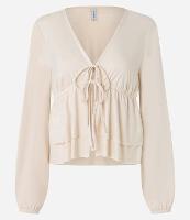 Blusa Bata em Suede com Amarração e Babados - 1