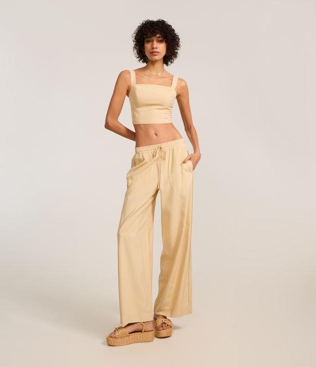 Calça Reta em Alfaiataria com Cintura Alta e Amarração no Cós - 2