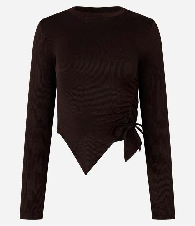 Blusa em Ribana com Barra Assimétrica e Puxadinho Lateral - 1