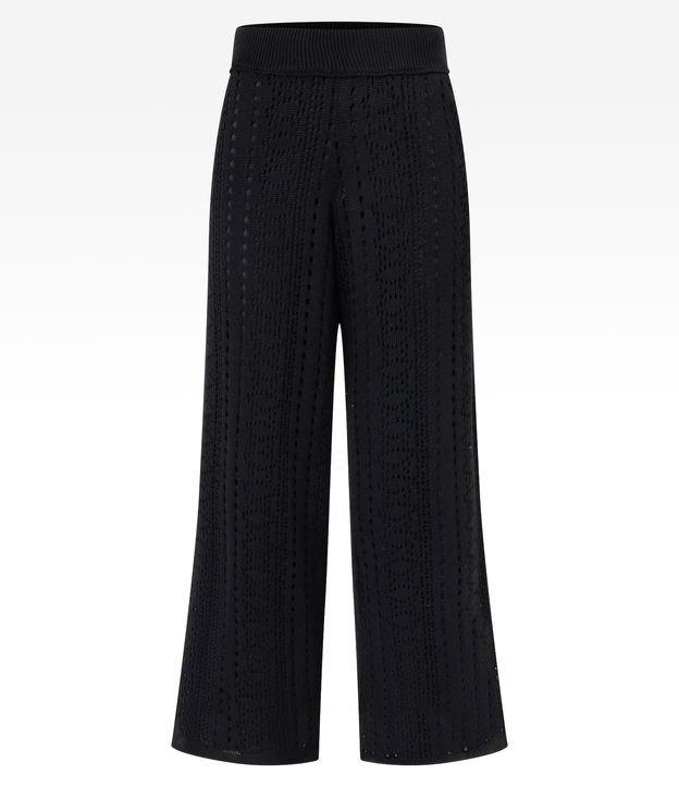 Calça Reta em Tricô com Ponto Aberto e Cintura Alta - 1