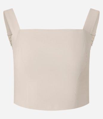 Blusa Cropped em Viscolinho com Lastex nas Costas