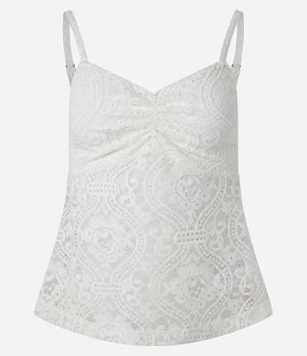 Blusa em Renda Floral com Franzido no Busto