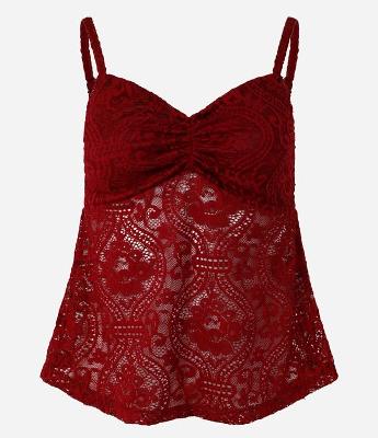 Blusa em Renda Floral com Franzido no Busto