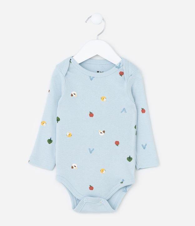 Body Infantil em Algodão com Estampa Mini Ícones - Tam RN a 18 meses - 1