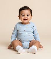 Body Infantil em Algodão com Estampa Mini Ícones - Tam RN a 18 meses - 2