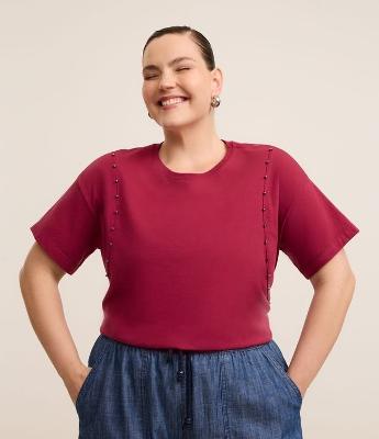 Blusa com Aplicação de Pérolas Sintéticas Curve & Plus Size