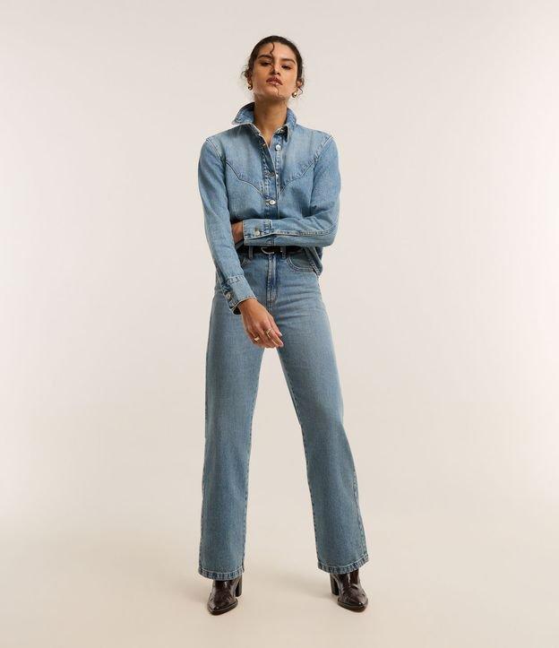 Calça Reta Comfort em Jeans com Cintura Alta - 1